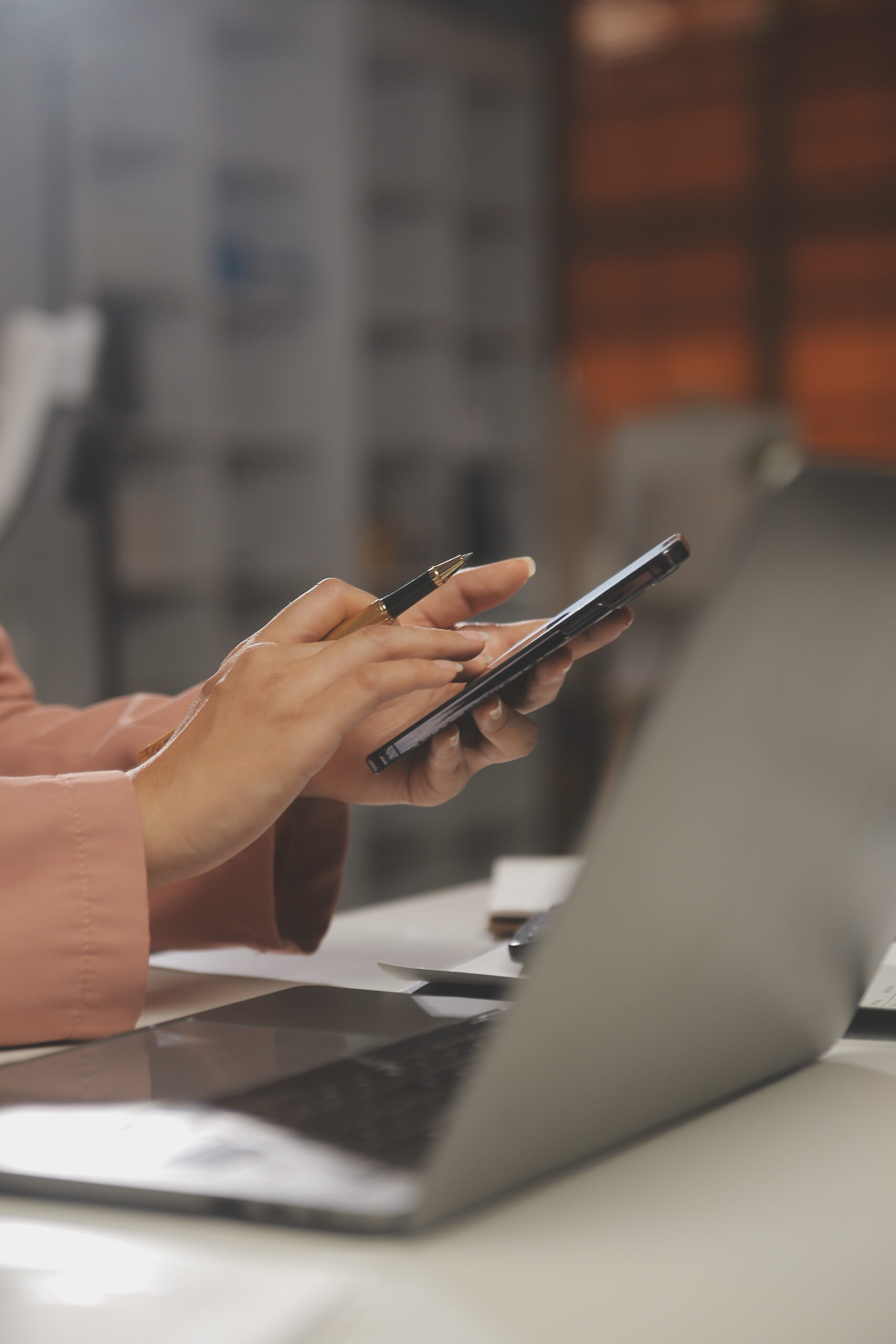 Work using mobile phone typing computer mobile chat laptop contact us at workplaces, planning ideas investors internet searching, ideas connecting people.